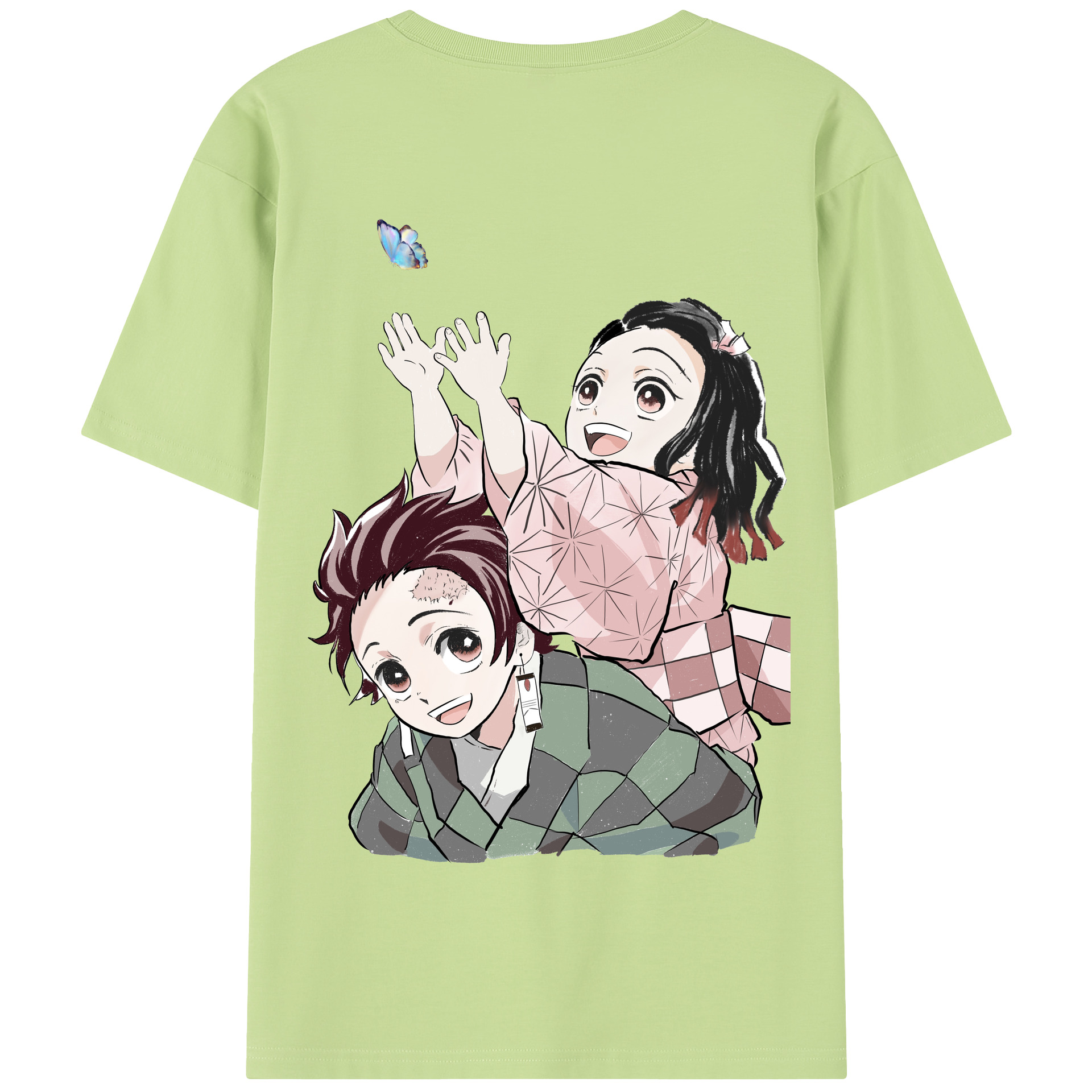 （画像用） 鬼滅の刃（きめつのやいば）竈門 禰󠄀豆子／かまど ねずこ Kamado Nezuko 綿100％半袖Tシャツ（背面プリント）